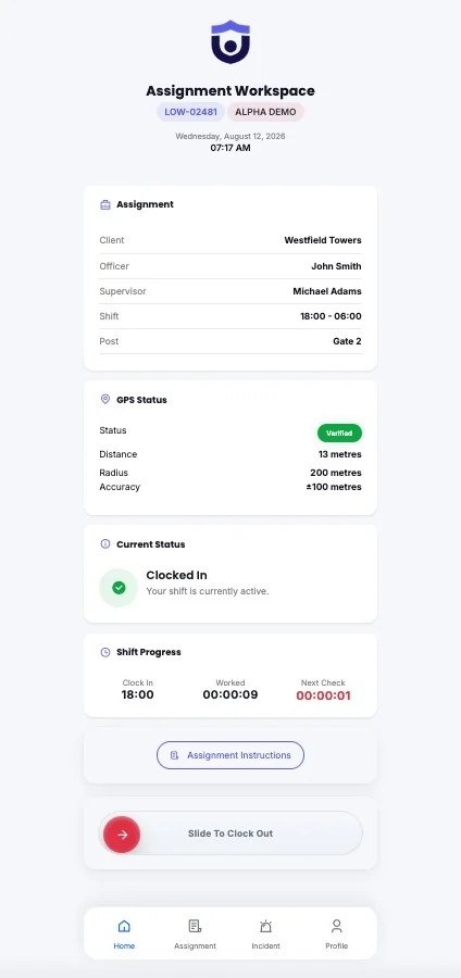 SentinelOps application screen 2