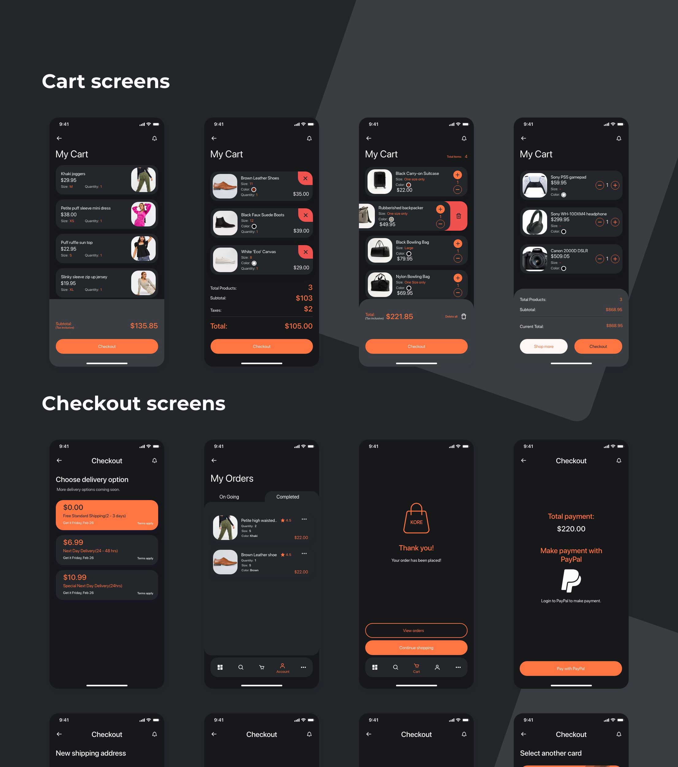 kore_app_ui_kit dark theme e